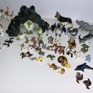 Hagen Renaker Little Horribles set with cave vintage hand painted porcelain figurines sculptures lot clown circus dog horses baby animals