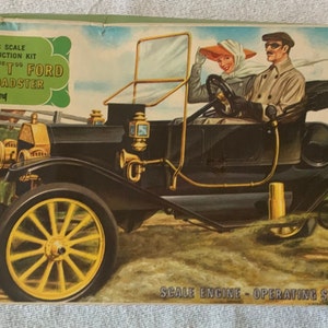 Model A 1910 Ford Roadster by Lindberg Line Complete NIB Unmade 1960s Art Plastic Car Model Kit Original Antique Car Automobile