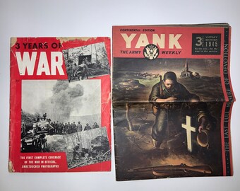 1942 Dell 3 Years of War Book WWII Military Photo Journal Magazine History Archive Hitler Comics Dead Soldiers Battles Army Tanks Europe