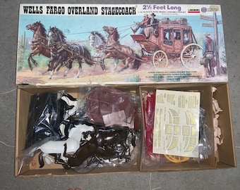 Lingdberg WELLS FARGO Overland Stagecoach model kit xxl Diorama new in box - sealed parts complete horse carriage wild west 29.5” box
