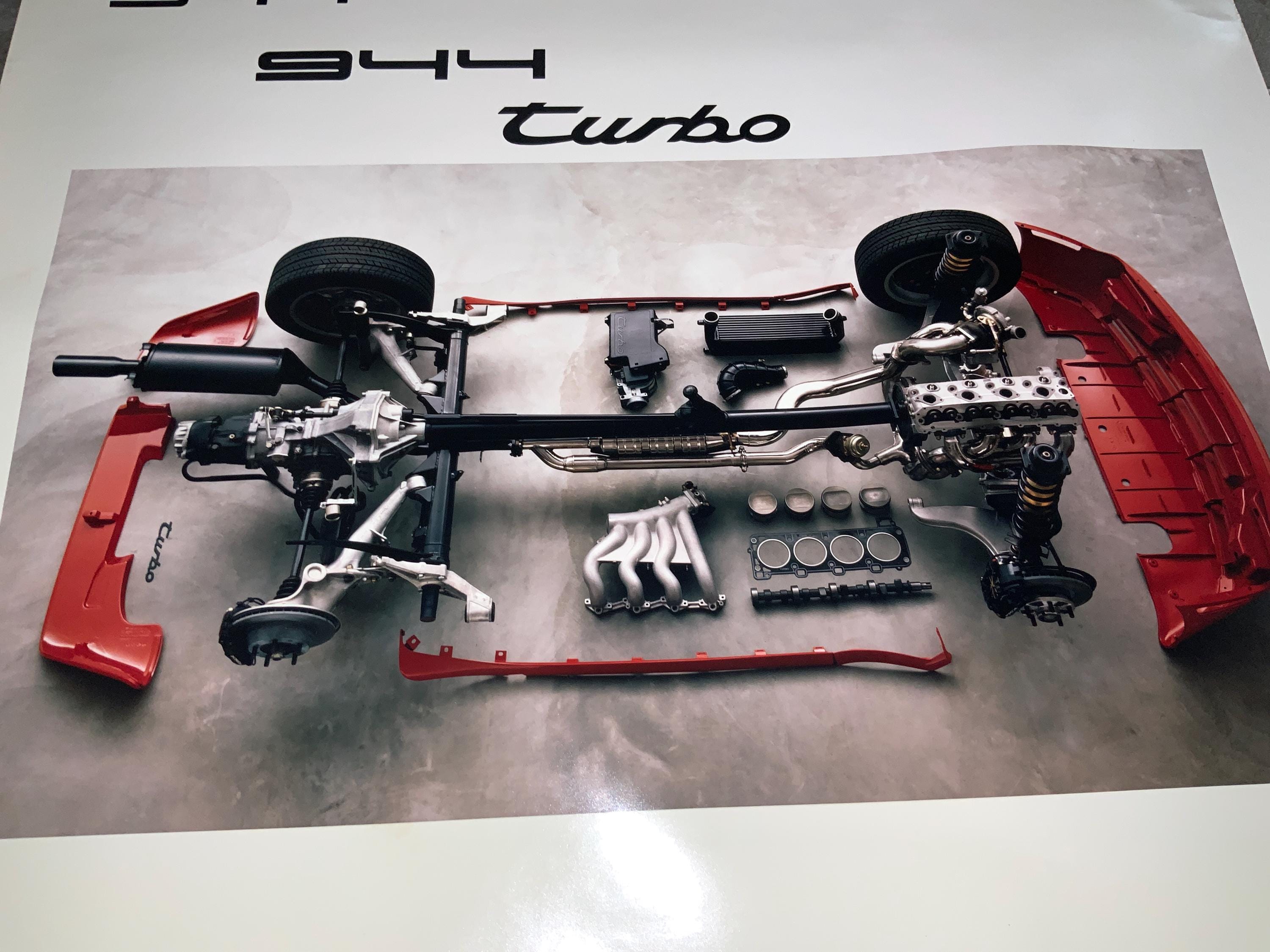 Porsche 944 Turbo Poster: Rare Sports Car Engine Parts Real Kodak