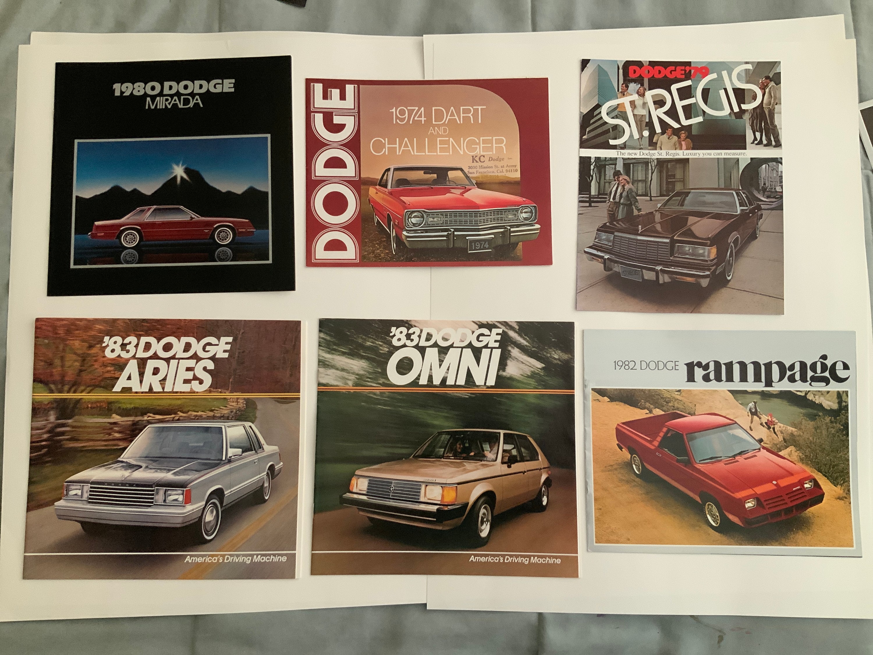 Vintage 70s-80s Dodge Car Brochures: Mirada, Diplomat, Challenger