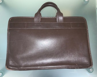 17" vintage Jack Georges Leather Steer Hide Men’s Work Briefcase Portfolio Business Carrying Bag Multi Pocket Lightly Used Great Condition