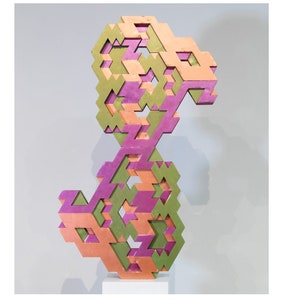 Freestanding CNC Foam Core Origami Reimagined Geometric Relief Pop Sculpture Bright Vibrant Colorful Large Innovative Fine Art Balance 36”