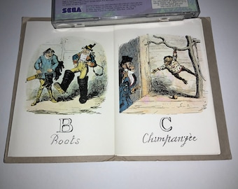 1836 George Cruikshank ALFABETO CÓMICO (1970, tapa blanda) Arte de cómic de personajes antropomórficos Libro desplegable del abecedario - Excelente estado
