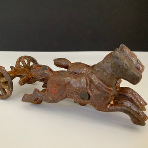 Antique 1800s Cast Iron Horse Drawn Wagon Pull Toy Arcade Original Preserved Rust Patina - Still Rolls and Works! Antique metal toys wagons