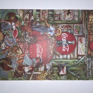 General Store Coca Cola Poster Lithograph Vintage Coca Cola cooler metal sign Collectibles vintage Theresa Ramsey soda advertising
