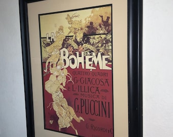 Vintage Opera Poster for Giovanni Puccini's La Boheme 34”x26.5”high quality frame ready to hang VanceHoustonOrigami.com