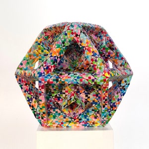 Origami Pyramid Cube Inversion original artwork innovative no adhesive 35,000 Folds 1 of a kind complex math shapes geometry patterns design