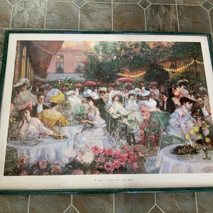 Litografía vintage "Le Dinner A L'Hotel Ritz" - Lámina artística francesa enmarcada (35,5 x 26)