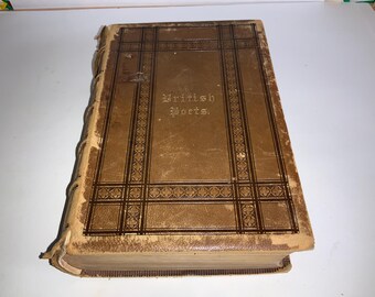 BRITISH POETS Antique Leather Bound Poetry Book: The Works of British Poets Southey to Croly , Steel Engravings D Appleton