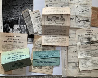 XL lot Lionel Train Instruction Manuals and photograph: Pamphlet Collection antique vintage originals