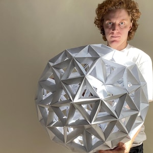 XL Origami mobile hanging sculpture geometric spheres shapes mobiles mid century style mcm design XL unique made to order gold Vance Houston