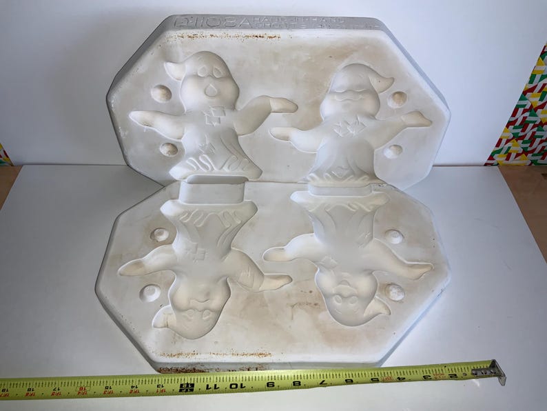 Slip Mold Ceramic Molds Halloween Pumpkin Ghost Santa Skier Shelf Sitter Bust Atlantic Doc Holliday Byron Mold 1960s+ XL Quality Rare Pieces Hand n Hand Ghosts