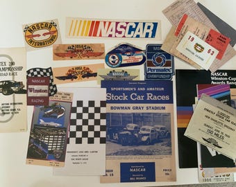 NASCAR Stickers Decals Brochures from original book NASCAR VAULT all unused great condition reproductions from classic races and teams