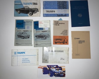 TRIUMPH Handbook Manual Service Ephemera Sports Car XXL Lot Competition Racing Manual Great Collection auto books automobiles car race cars