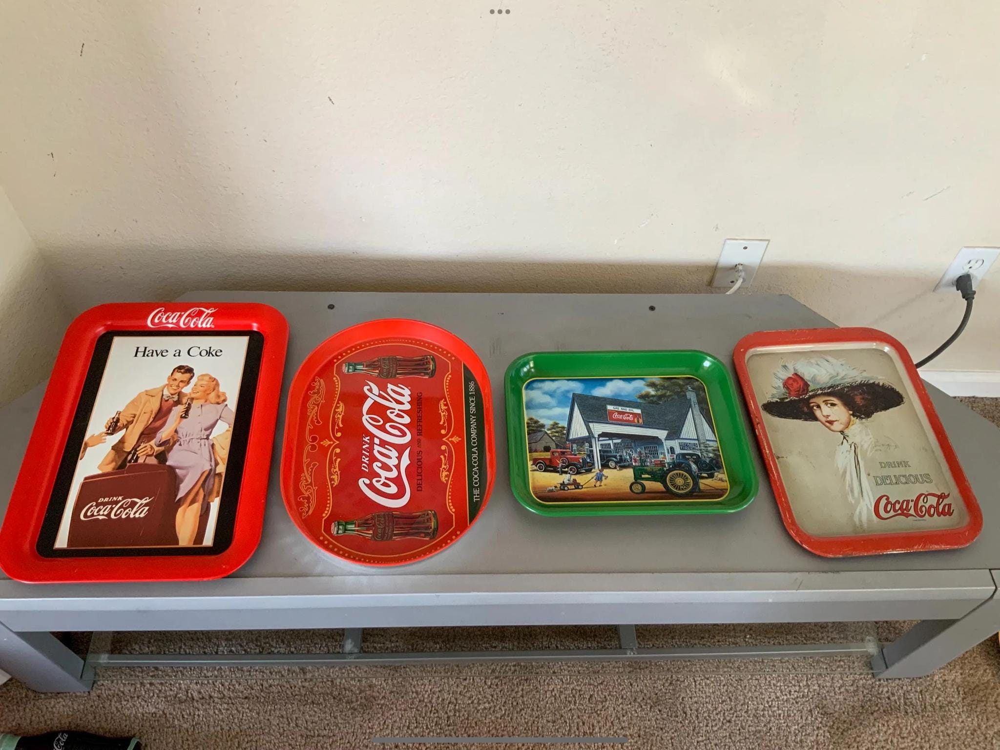 Vintage Coca Cola Collectibles Lot: Metal Tray, Coasters, Picnic
