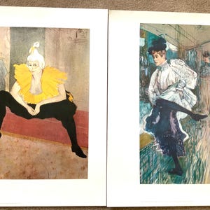 Henri de Toulouse-Lautrec French 1864-1901 The Seated Clown and Jane Avril Dancing 1960s signed lithograph  28.5&quot;x22.5&quot; posters