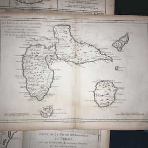3 1700er Karten zeigen die Neue Welt Europäische französische Karten antike Kartographie kartographische Karten Gravurdruck-Sammlung 3er-Set