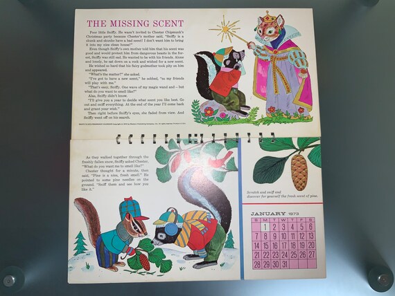 Sniffy the Skunk Scratch N Sniff Childrens Book Spiral Bound 1973  Anthropomorphic Animals Friendship Great Message Vintage Kids Reading 