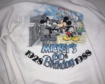 Felpa per il 60° anniversario di Steamboat Willie incontra Topolino, taglie per bambini XL e adulti S, buone condizioni, compleanno di Topolino