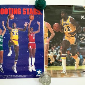 NBA 1980s Converse Posters Magic Johnson Larry Bird Shooting Stars LA Lakers Boston Celtics Dr. J Converse sneakers lithograph 22.7&quot; x 16.7&quot;