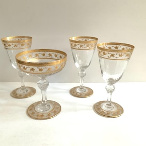St. Louis Crystal Glassware antique Champagne Glass and Fluted Glasses cocktail glasses champagne coupes Beautiful quality cordial baccarat