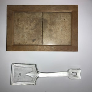 Contact Printing Wooden Frame and Collectible Glass Shovel Photography Developing Tool Rare Antique Set