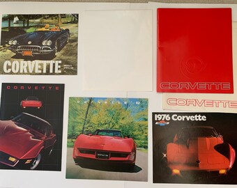 Vintage Corvette Car Brochure & Poster Lot: 1950s-1980s Classic Automotive Prints