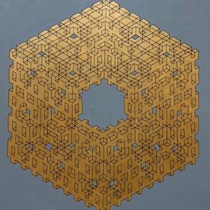 Canvas Cubic Illusion Organic Design Geometric Composition Handmade Origami Inspired Modern Art Drawing Painting Architecture Math 48”