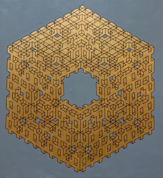 Canvas Cubic Illusion Organic Design Geometric Composition