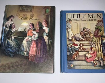 Petites femmes, petits hommes, première édition Louisa May Alcott, livres à couverture rigide vintage, ensemble de livres Couverture en très bon état, roman classique illustré