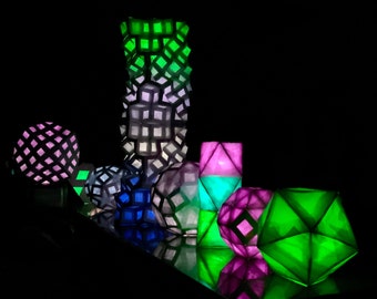 Origami Psychedelic night light Party Light neon sculpture rice paper polyhedron wireless tea candle color changing lights desk lights lamps