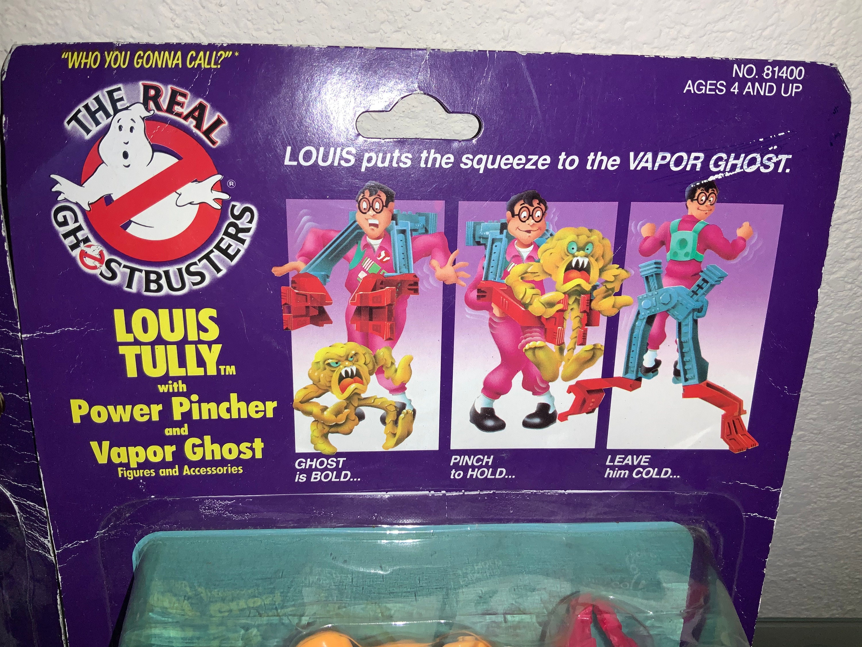 1986 Kenner The Real Ghostbusters Carded Action Figure - Power Pack Heroes  Louis Tully with Power Pincher and Vapor Ghost