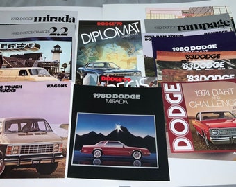Vintage 70s-80s Dodge Car Brochures: Mirada, Diplomat, Challenger