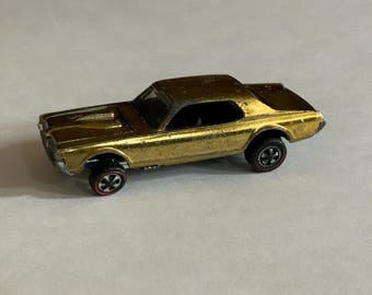 1968 Redline Hot Wheels Custom Cougar: Gold Metallic Diecast Toy Car
