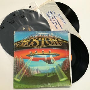 BOSTON 1st 3 albums ROCK Vinyl records Boston Don&#39;t Look Back 3rd Stage lp 12” Only 1 sleeve cover see pics tested fair (varied) condition