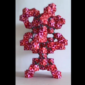 ORIGINAL Origami  paper art sculpture twisted cube architecture math geometric design innovative challenging VanceHoustonArt.org