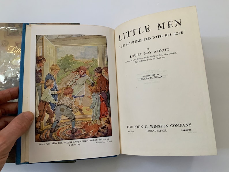 Kleine Frauen, kleine Männer Erstausgabe Louisa May Alcott Vintage Hardcover Bücher Buch Set Art Cover hervorragender Zustand illustrierter klassischer Roman Bild 8