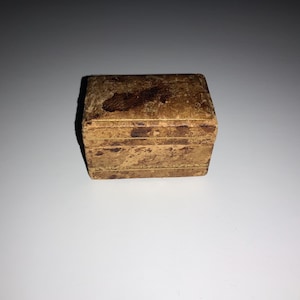 Antique Wood Leather Storage Jewelry Box Italy Italian handmade ring boxes earring box trinket boxes hinge box 2.5” gold trim