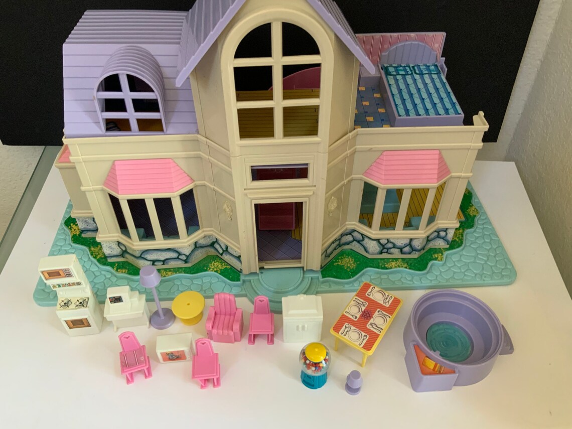 Plastic Doll House 22 Vintage Blue Box Light up Doll Mansion Etsy