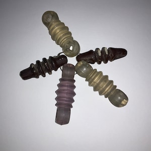 Lot of antique glass and ceramic insulators Purple Clear Brown Ceramic threaded Radio Insulator Antenna Insulators lot of 5 with Wire Ring