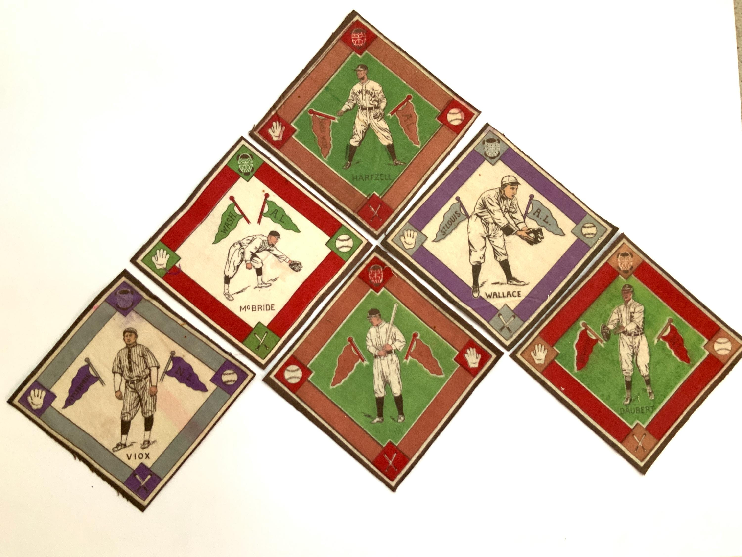 Antique Baseball Felt Flags: Early 1900s Tobacco Box Souvenir Set