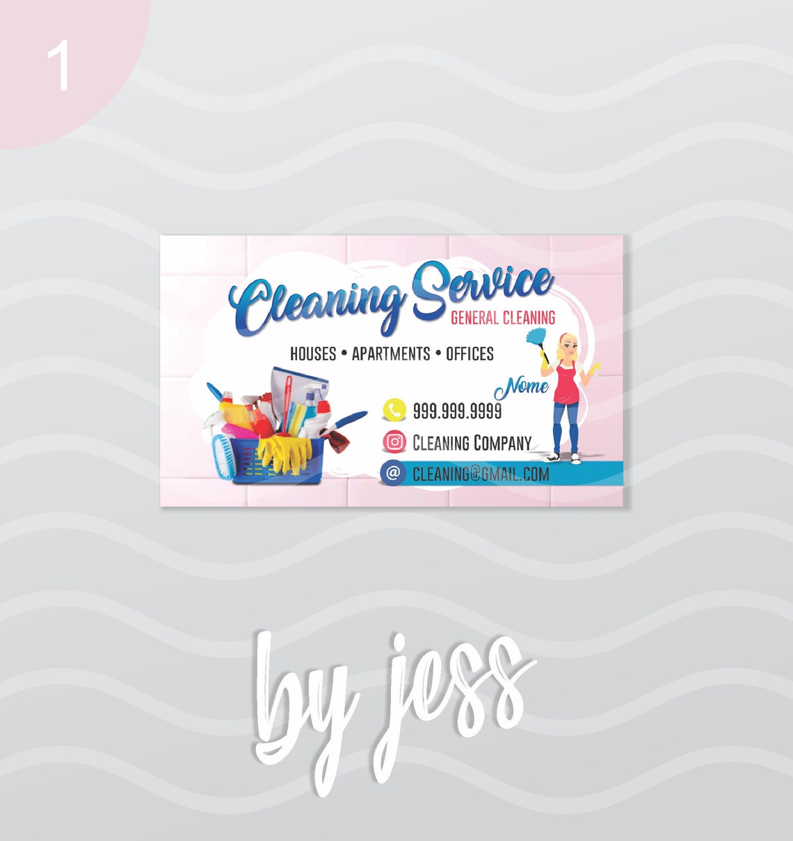 Pink Cleaning Business Card TEMPLATE Ready to print Etsy