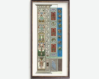 Raphael Loggia Prints - Neoclassical Wall Art - Classic Art Print - Ornamental Panels Raffaello Sanzio - Fresco in Rome