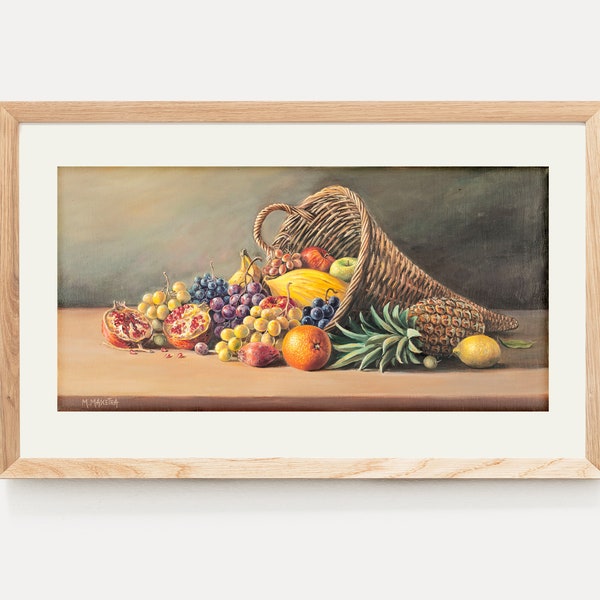 Cornucopia Print | Still Life| Fruit Basket | Classic Wall Art | Kitchen Design