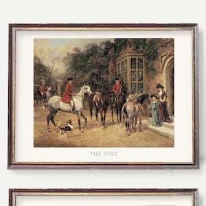 Fuchs Jagd Prints - Vintage Britische Jagd Wandkunst mit Pferden, Jägern & Hunden - Reiter Dekor - Reitkunst - 2er-Set