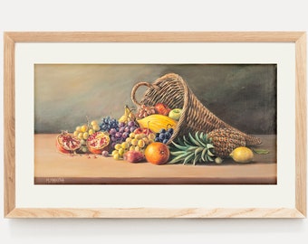 Cornucopia Print | Still Life| Fruit Basket | Classic Wall Art | Kitchen Design