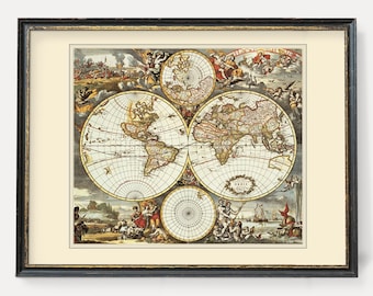 Atlante del mondo antico / Stampa Mappa del Vecchio Mondo / Cartografia del Globo / Stampa d'arte Italiana Vintage