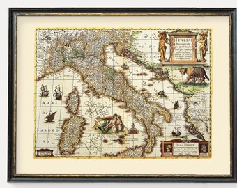 Vintage Karte von Italien Poster | Alte italienische Karte Wandkunst | Antike Kartographie | Fine Art Print von Historischer Landkarte